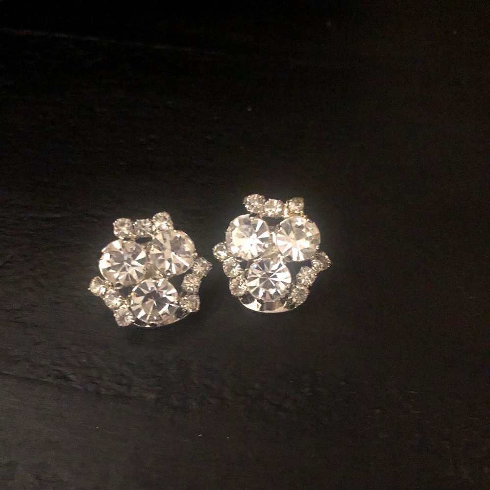 Cluster Rhinestone Clip-on Earrings